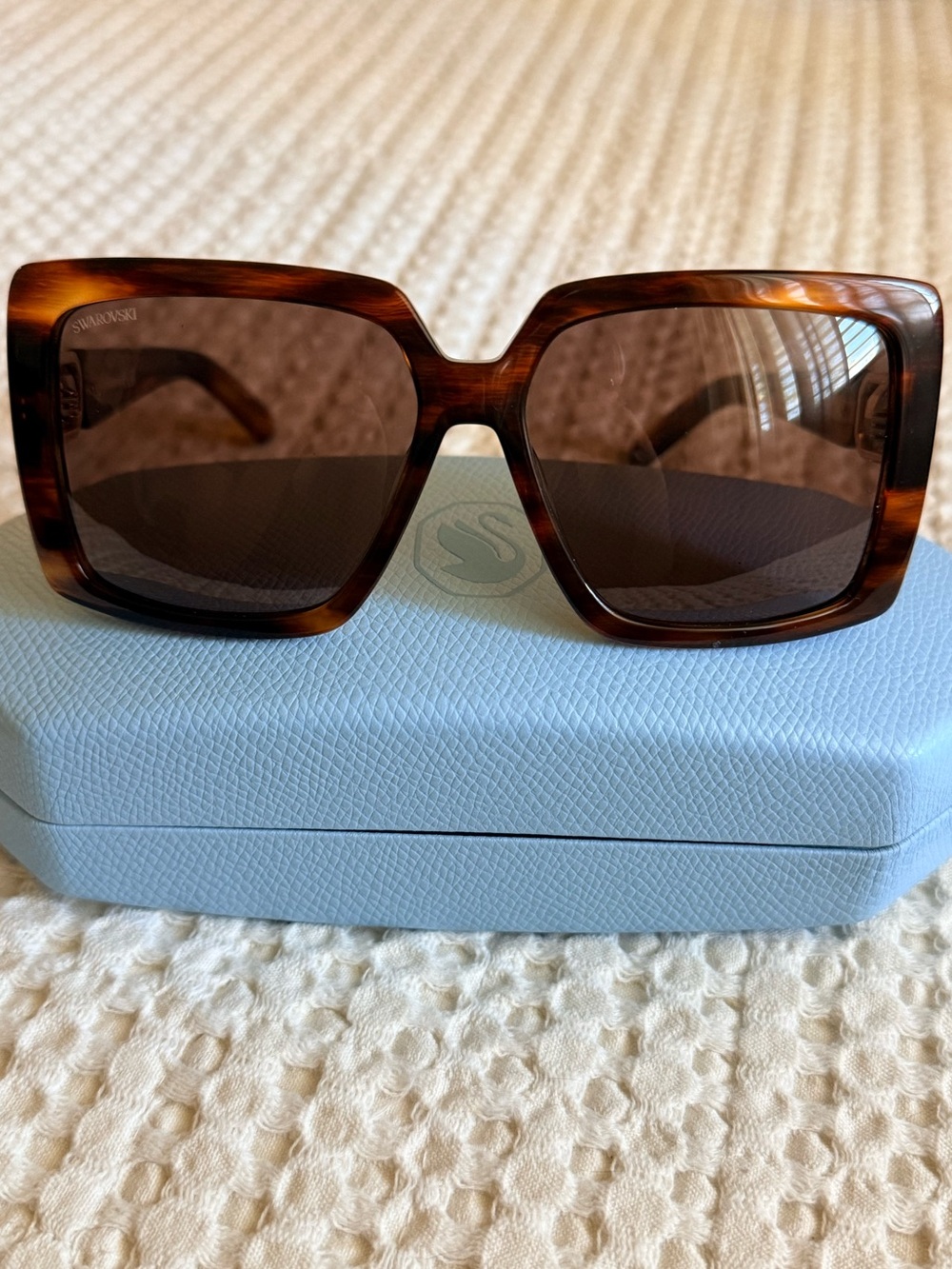 Swarovski Tortoiseshell Oversized Square Sunglasses - Brown